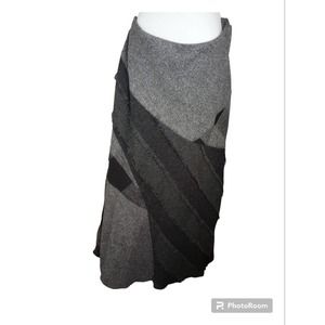 Richard Malcolm Skirt Women 12 Gray Black Linen Blend A Line Mermaid Skirt